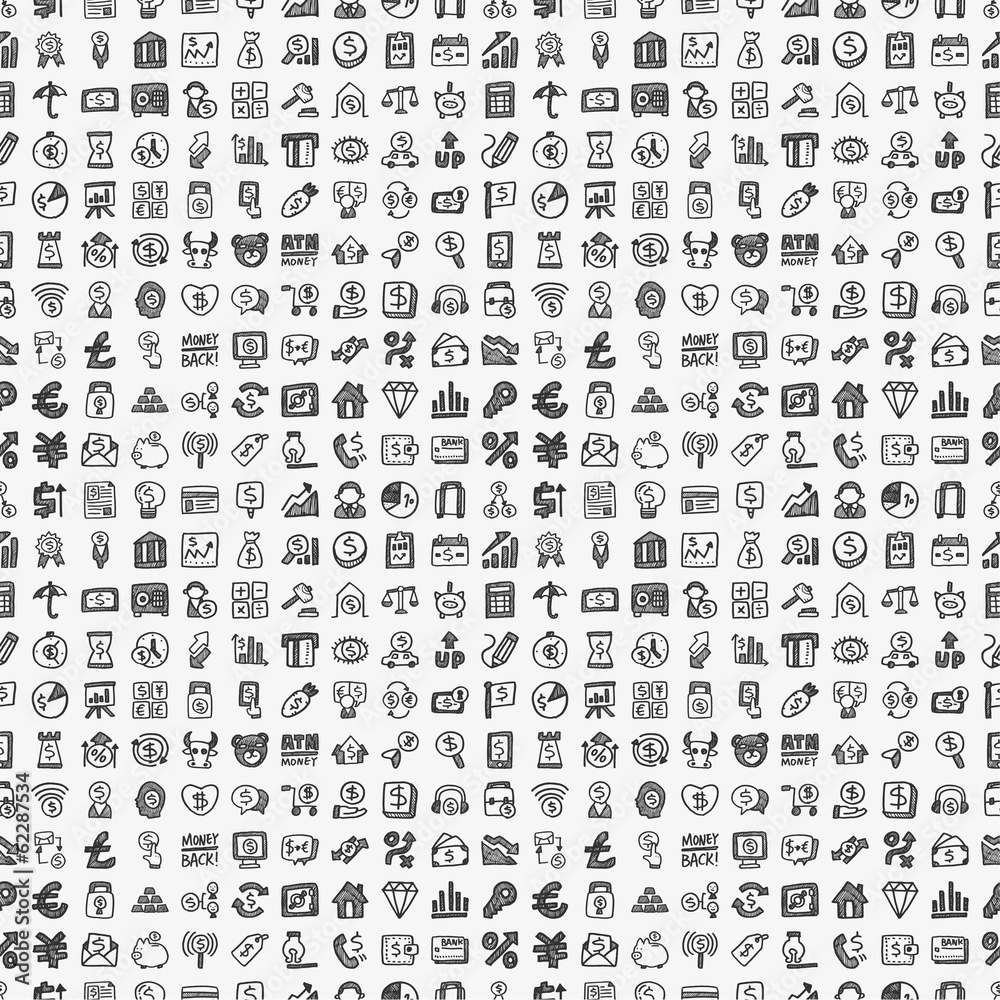 seamless doodle financial pattern