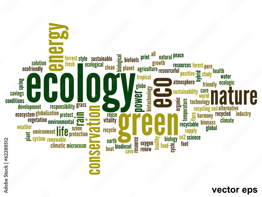 Vector conceptual ecology word cloud Vector conceptual ecology word cloud