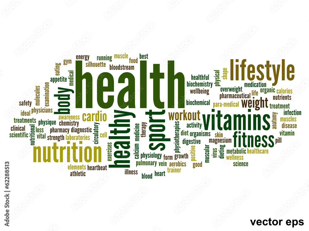 Vector conceptual health word cloud