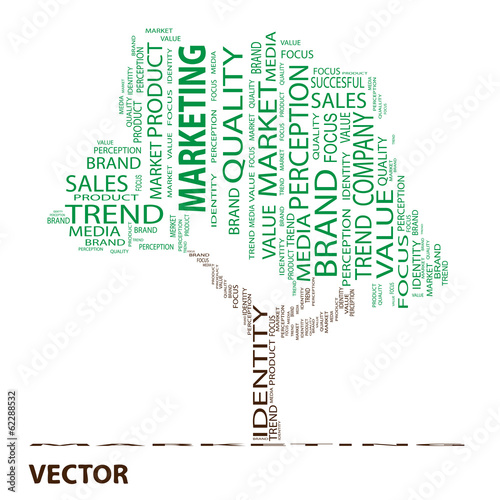 Vector conceptual tree word cloud