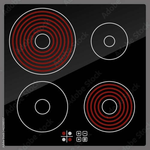 Kitchen Electric hob with ceramic surface and touch control