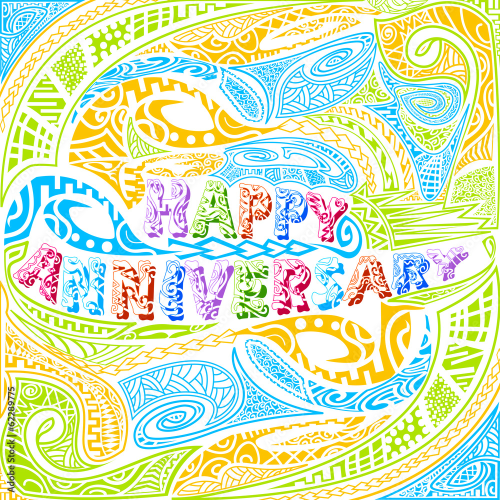 Tiki style Happy Anniversary typography