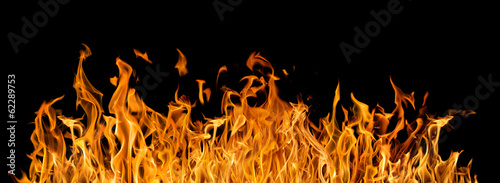 yellow fire long strip isolated on black