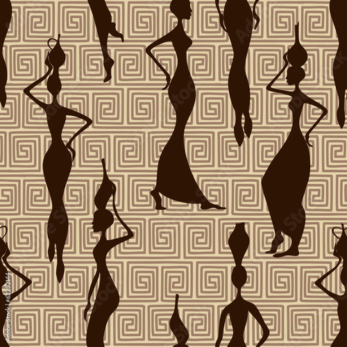 Seamless pattern of African women
