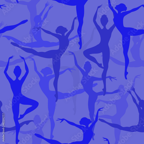 Seamless pattern of ballet dancers