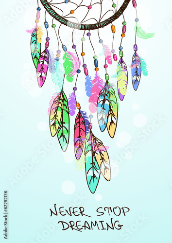 Illustration with American Indians dreamcatcher