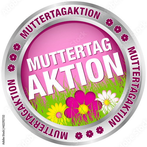 Button "Muttertagaktion" Blumen pink/silber