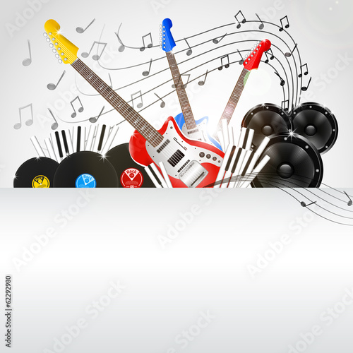 Vector Music Background with Instruments and Music Equipment