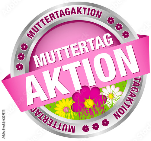 Button Banner "Muttertagaktion" Blumen pink/silber