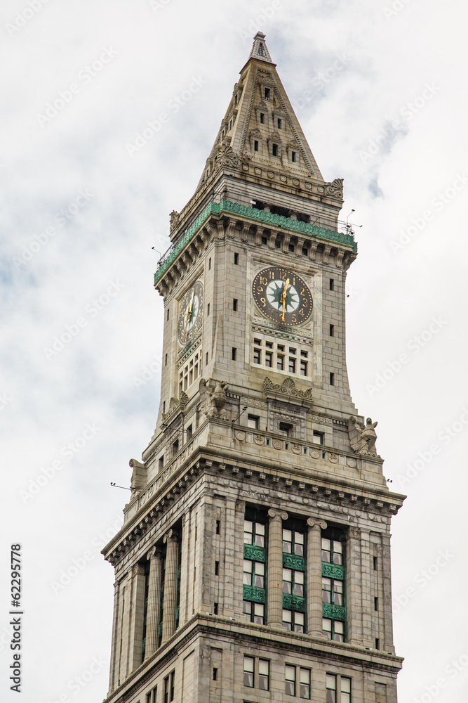 Stone Clock Tower in Boston