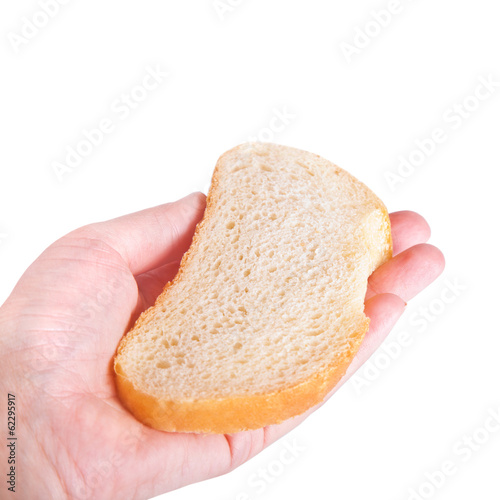 A slice of bread on the palm