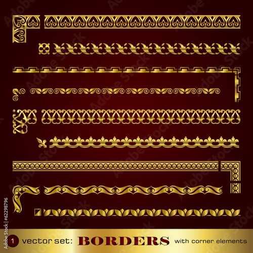 Borders with corner elements in gold - set 1