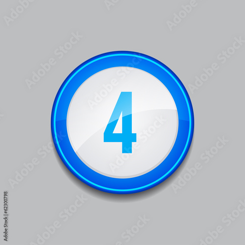 4 Number Circular Vector Blue Web Icon Button