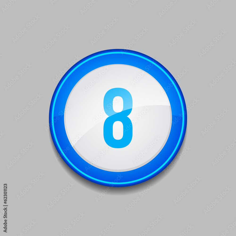 8 Number Circular Vector Blue Web Icon Button 8 Number Circular Vector Blue Web Icon Button
