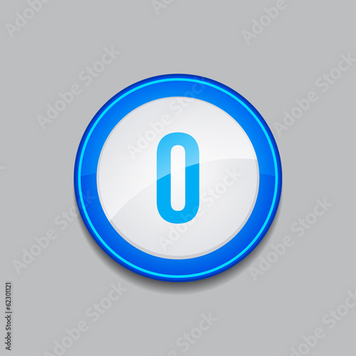 0 Number Circular Vector Blue Web Icon Button