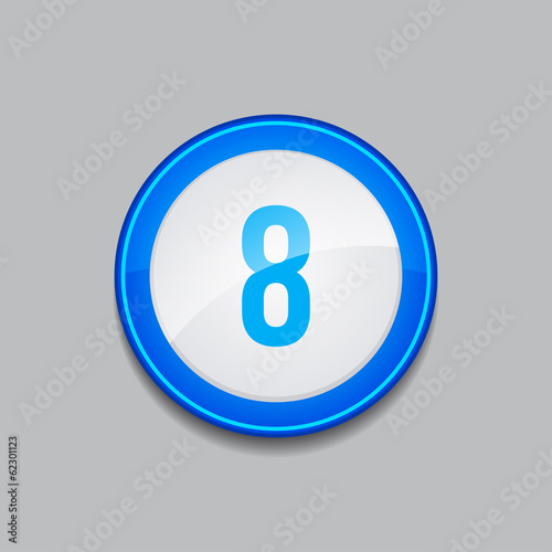 8 Number Circular Vector Blue Web Icon Button