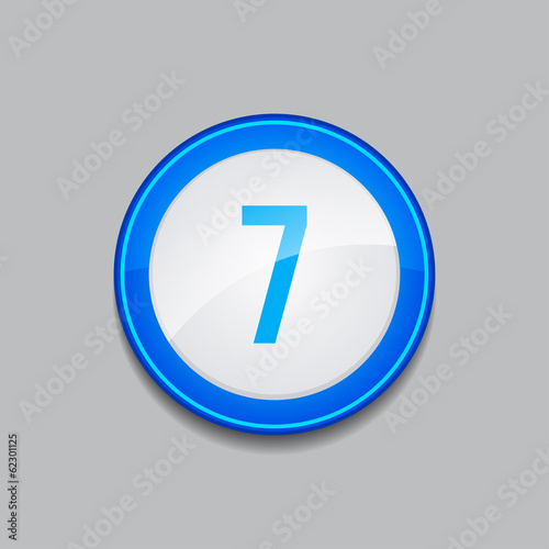 7 Number Circular Vector Blue Web Icon Button