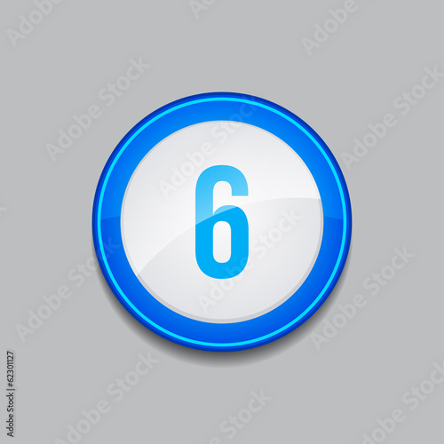 6 Number Circular Vector Blue Web Icon Button