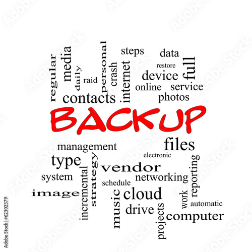 Backup Word Cloud Concept in red caps #62302379