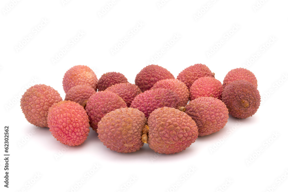 Some lychees on white background Some lychees on white background