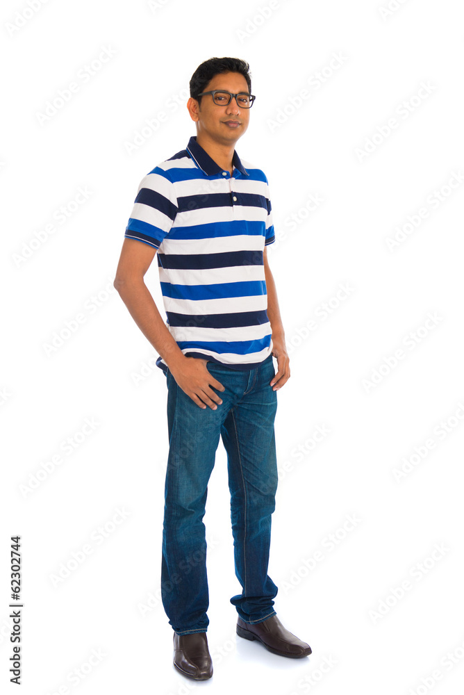 Fototapeta premium casual india male in white background full body
