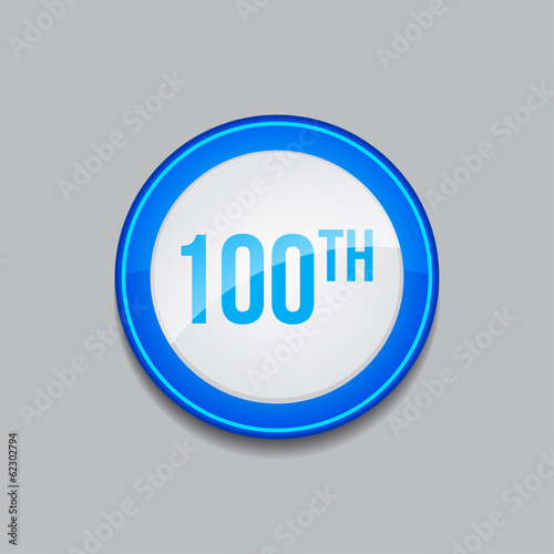 100th Circular Vector Blue Web Icon Button