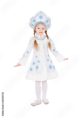 Girl posing in snowflake costume
