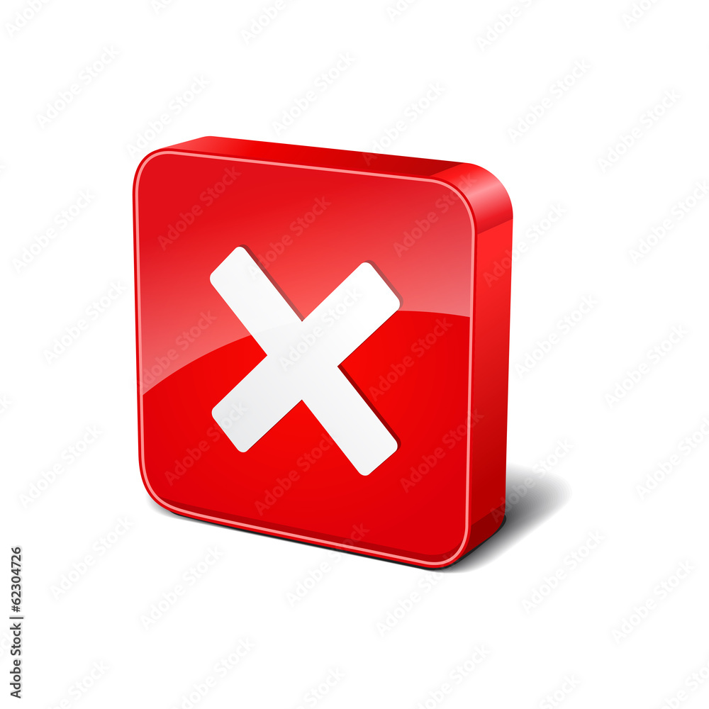 Obraz premium Cross 3d Rounded Corner Red Vector Icon Button