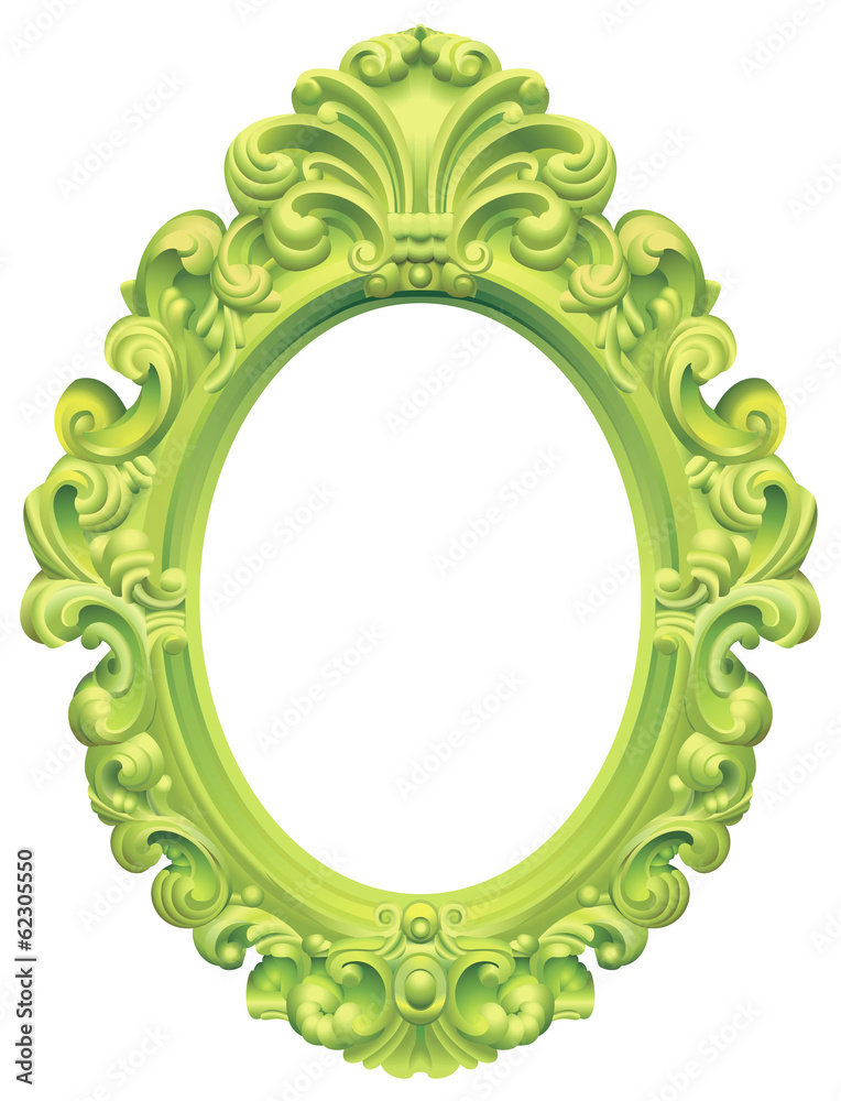 Cadre baroque ovale vert anis Stock Vector | Adobe Stock