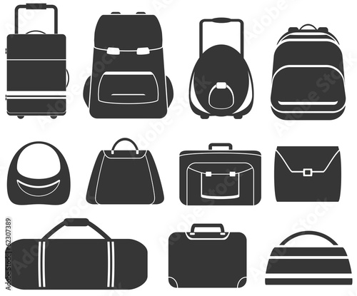 set gray isolated bag