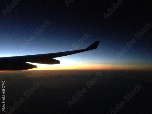 plane wing in silhouette