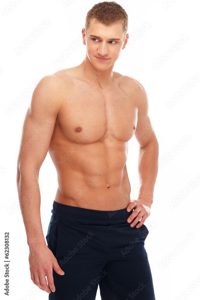 Fototapeta premium Handsome young man with muscular torso