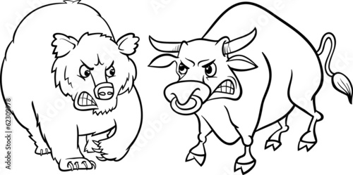 bear and bull market cartoon