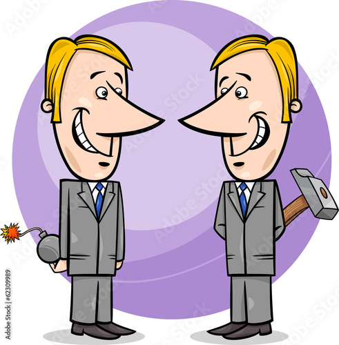 two false businessmen cartoon