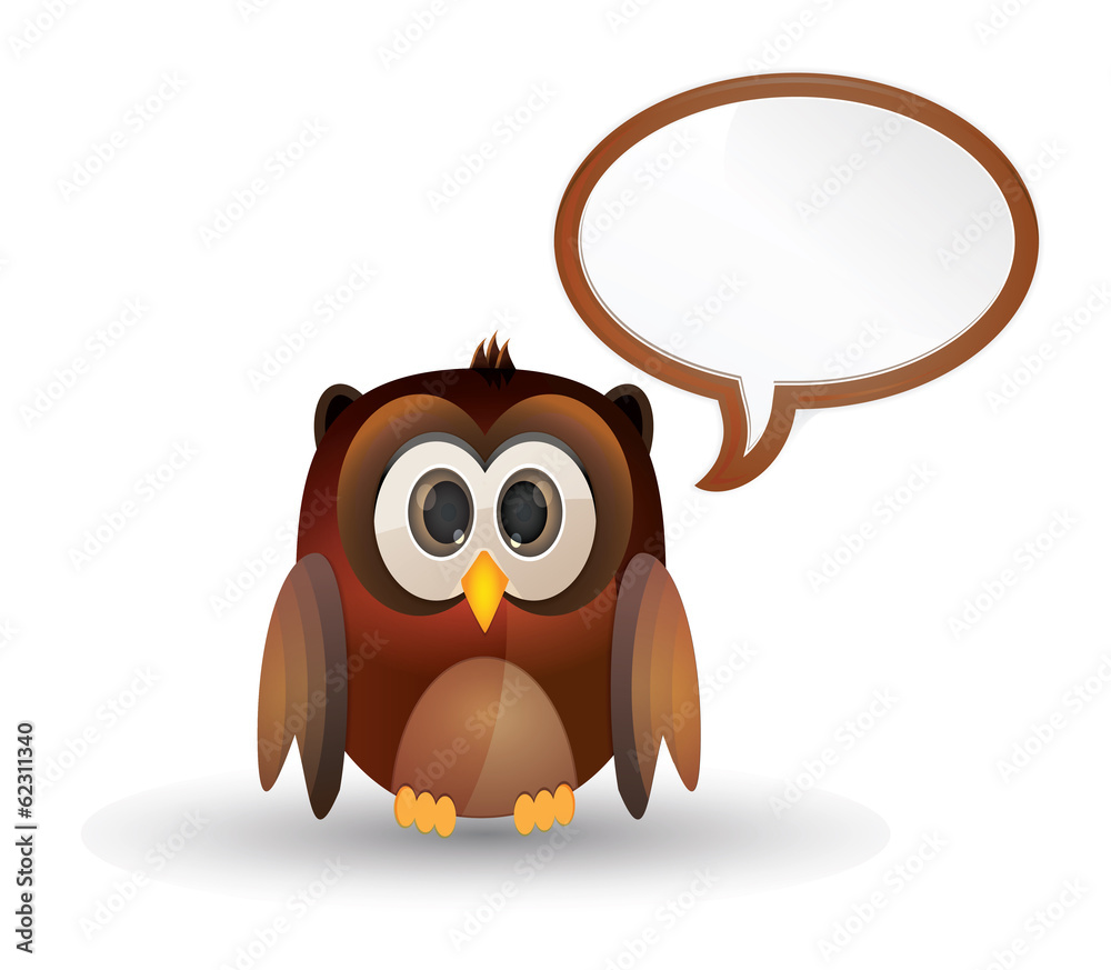 Fototapeta premium Owl bird with bubble speech