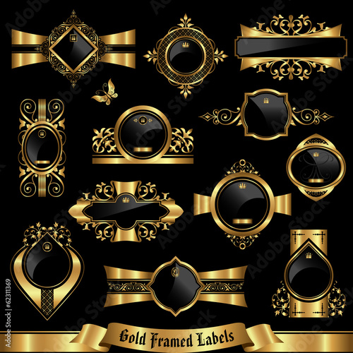 Gold framed labels set 7