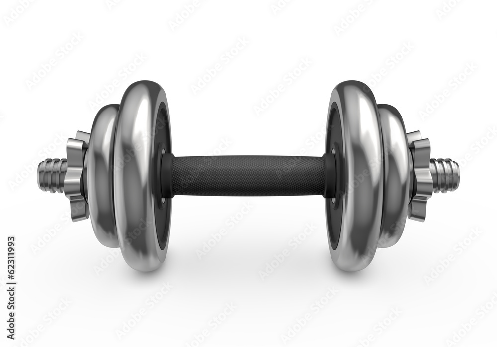 Metal dumbbell isolated on white background
