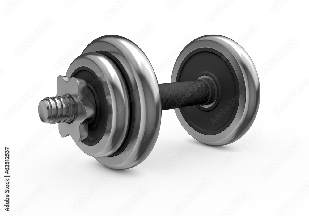 Metal dumbbell isolated on white background Metal dumbbell isolated on white background