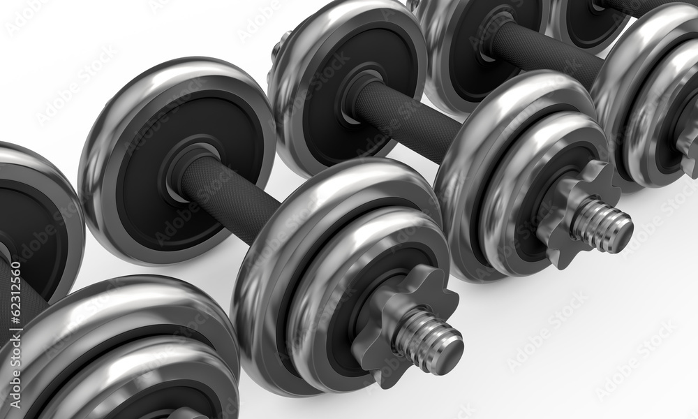 Metal dumbbells isolated on white background Metal dumbbells isolated on white background