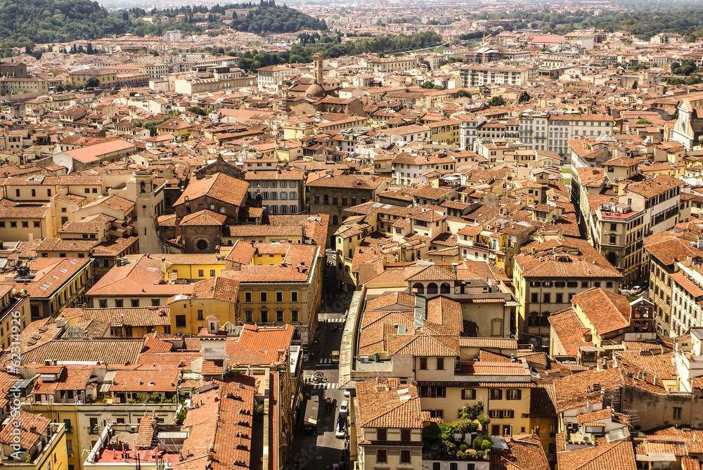 Top view from Campanile Giotto on the historical center of Flore
