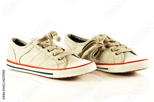  Modern sport shoes on white background