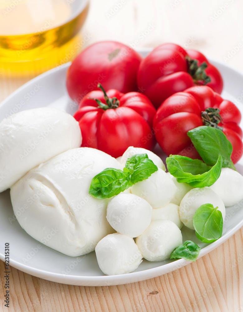 Mozzarella Cheese with Tomato and Basil