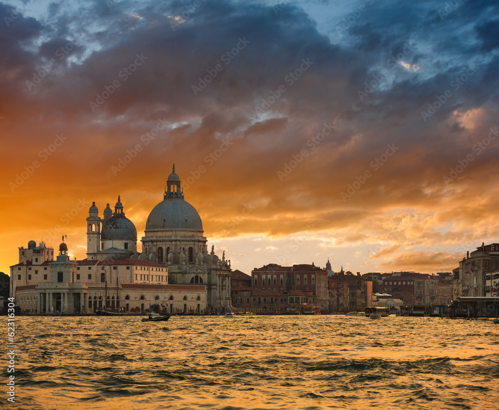 Gorgeous sunset over Grand Canal, Venice, Italy