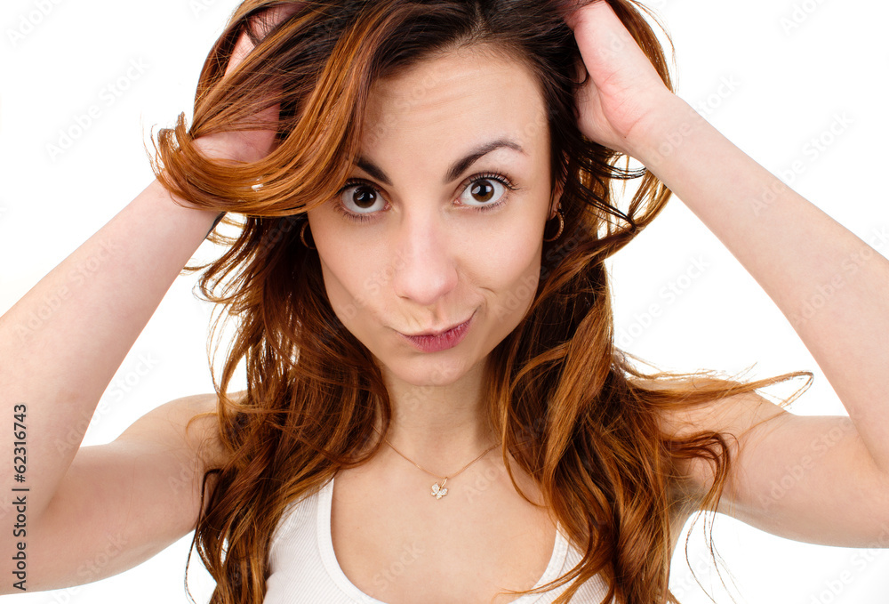 Obraz premium an image of cheerful woman on a white background