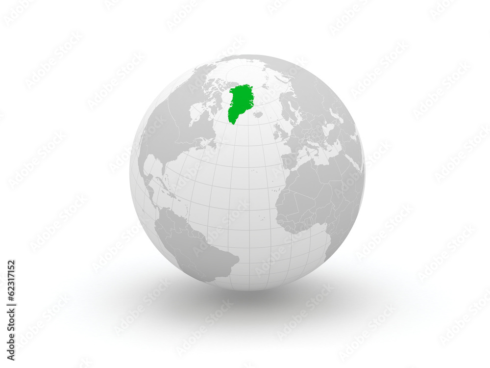 Globe. 3d. Greenland. Globe. 3d. Greenland.