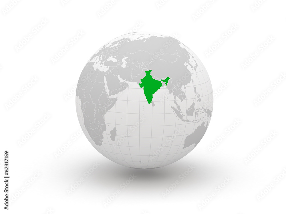 Globe. 3d. India.