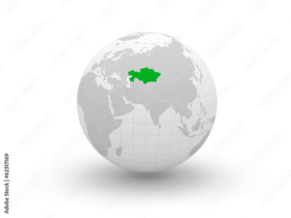 Globe. 3d. Kazakhstan.