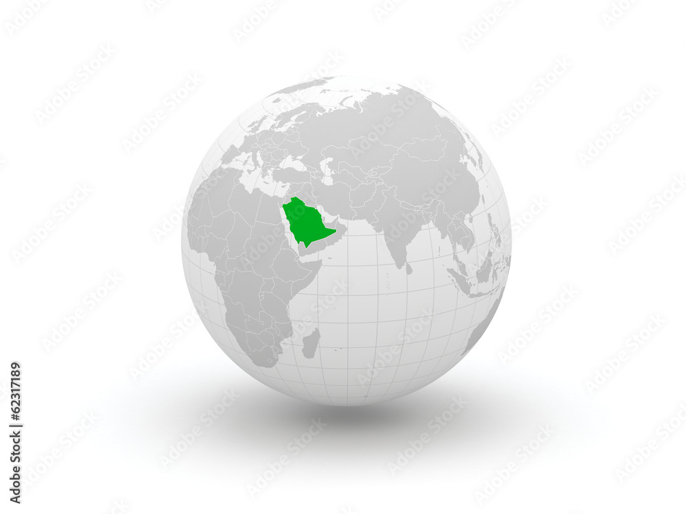 Globe. 3d. Saudi Arabia.