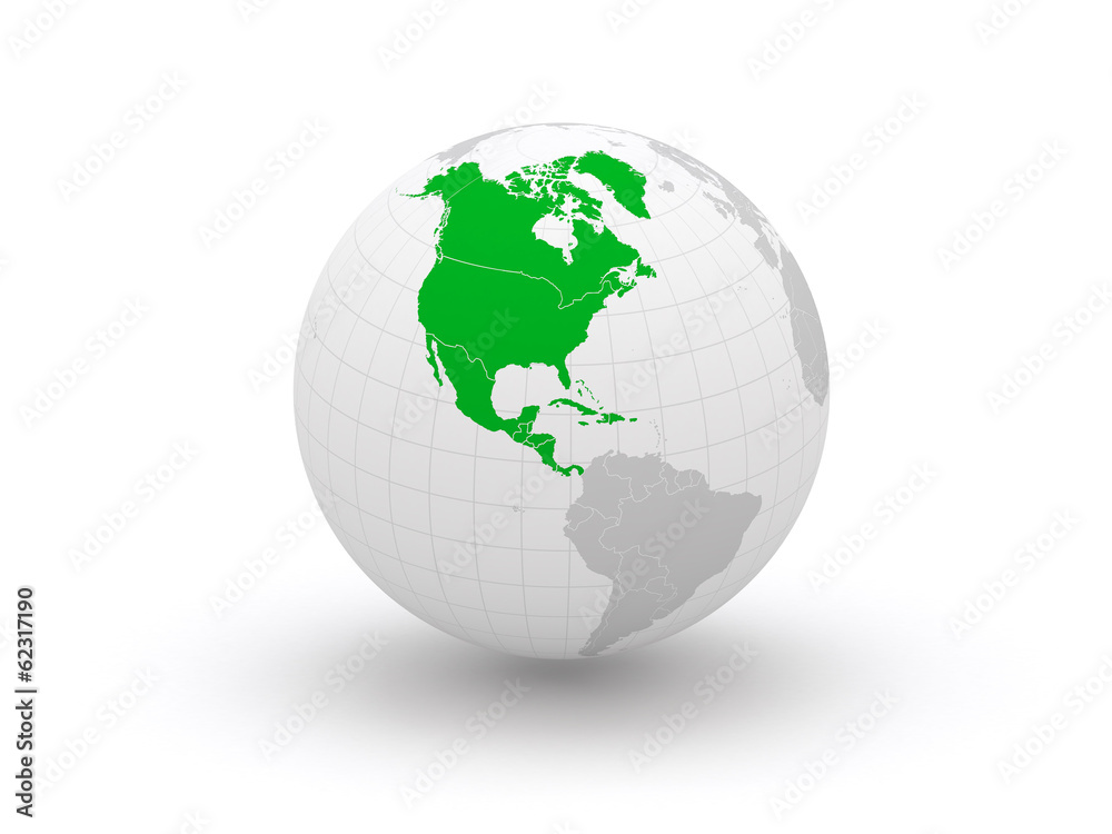 Globe. 3d. North America.