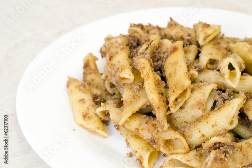 Italian Penne Pasta with Chopped Meat